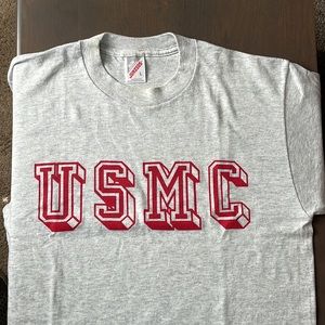 NWOT Made in USA Gray Jerzees USMC Tee, New Old Stock